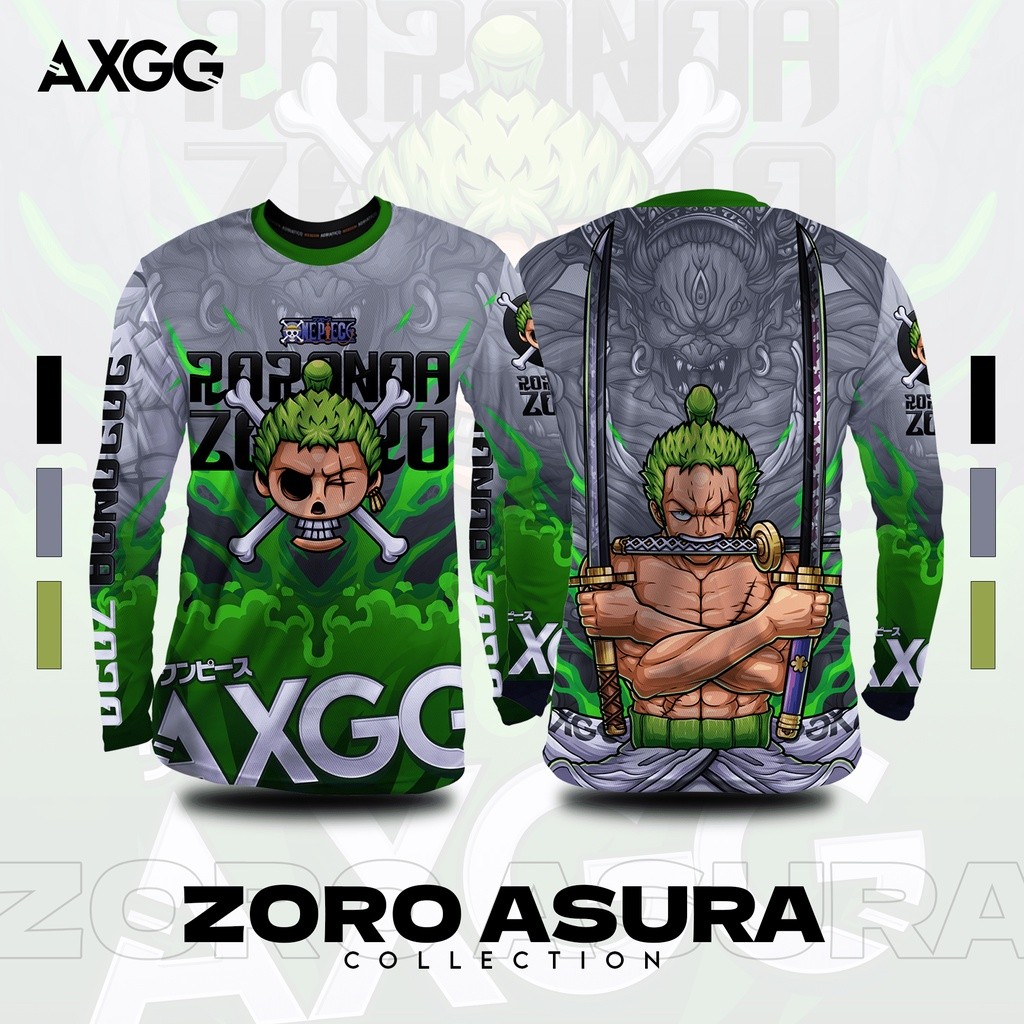 Stretched Sports Anime Themed AXGG One Piece - Zoro Asura Long SleeveTop Pick สําหรับชุดฤดูใบไม้ร่วง