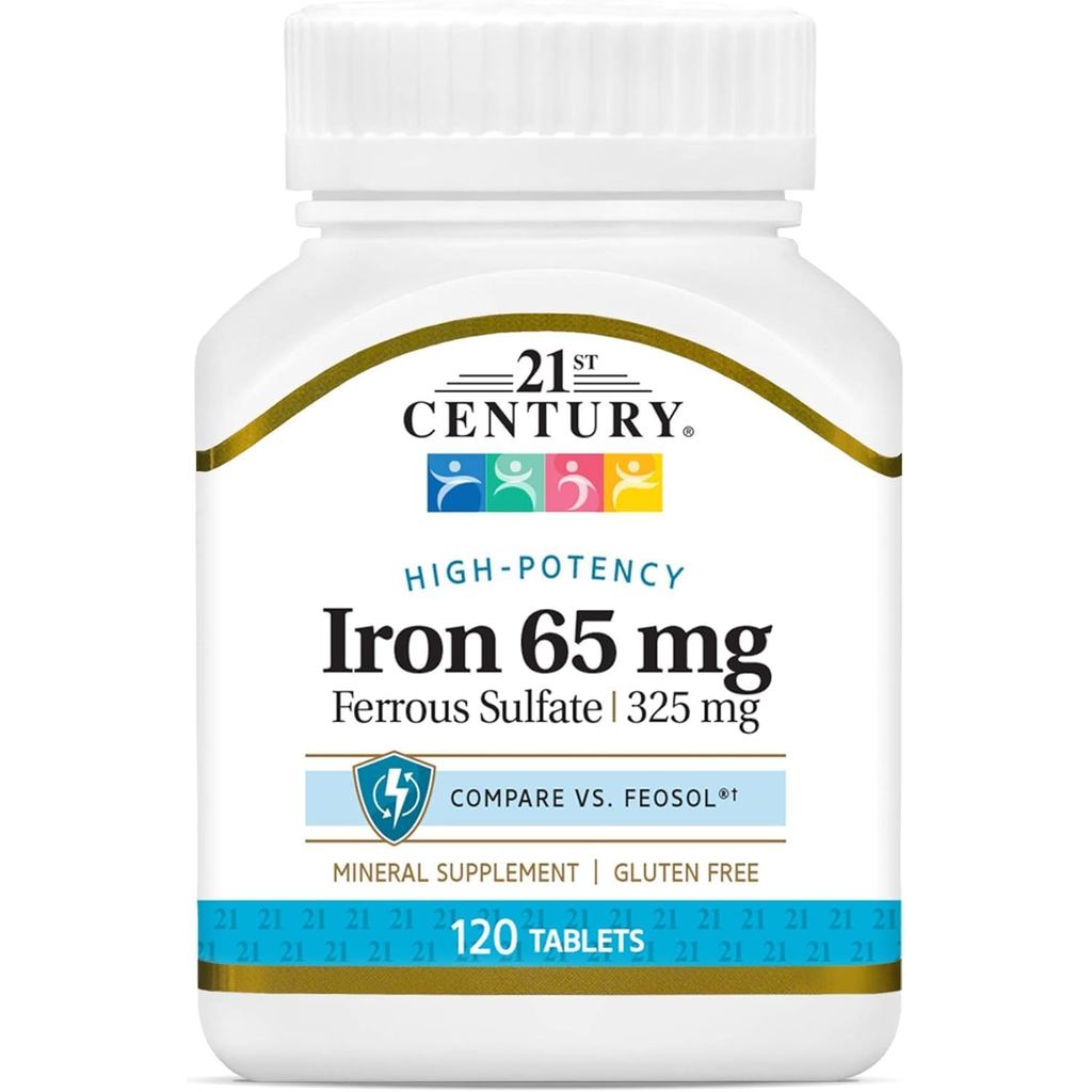 21st Century Maximum Strength Iron 65 มก. แท็บเล็ต, รองรับพลังงาน, 120 นับ