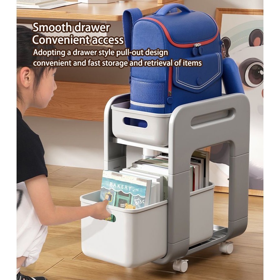 Wheeled Bag Trolley | Multifunctional |School Bag Shelf | Book Shelf | Snack Shelf | Kid's Toy Stora