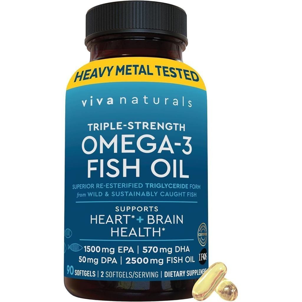 VivasTripleStrength3FishOilPills–2500mgHigh-Potencywith2250mgOmega3FattyAcids(RamEPA,DHA,DPA)inerTGF