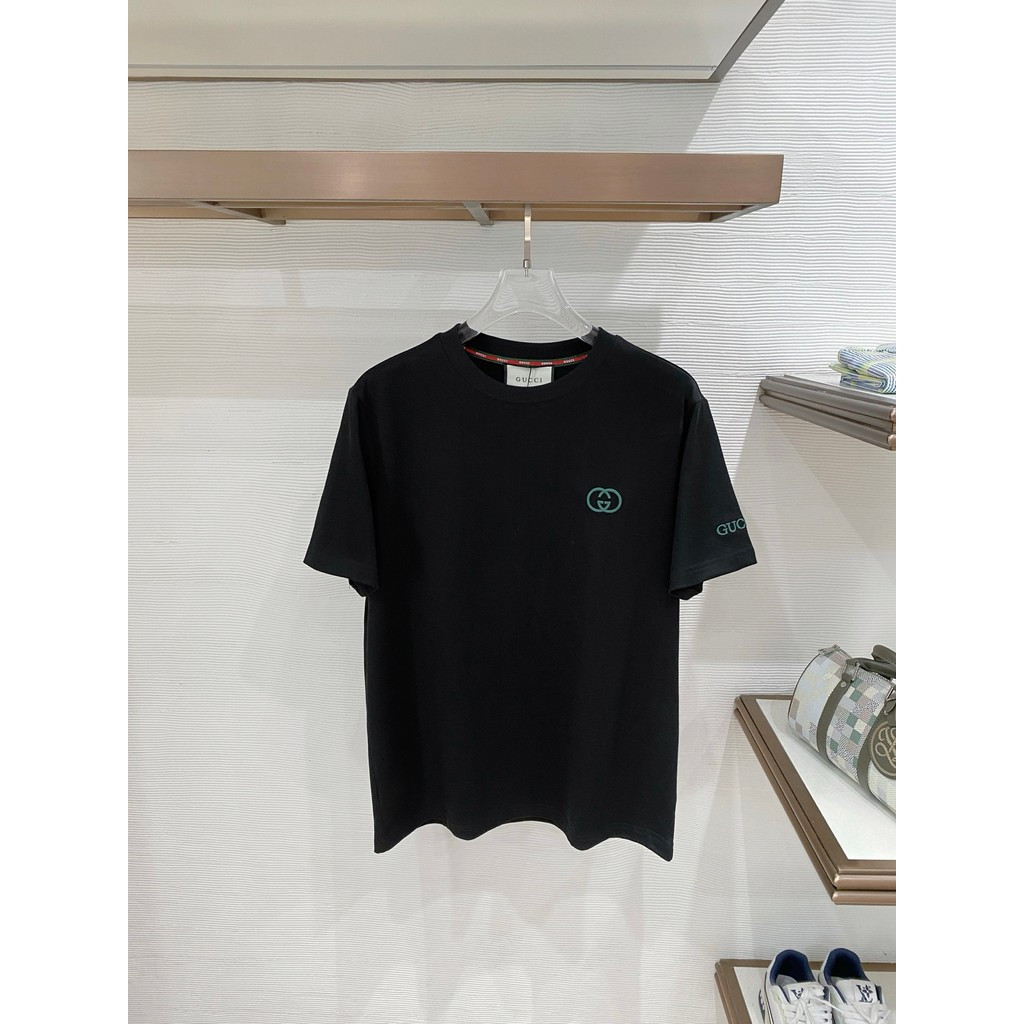 GUCCI/GUCCI Daily Wear Short-Sleeved T-Shirt Men Women logo Print Original Design Loose Niche อินเทร