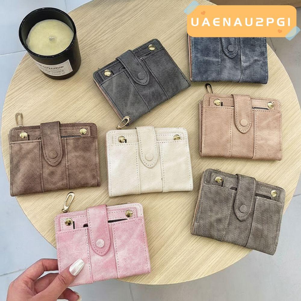 UAENAU2PG1 Card Holder Wallet, Snap Closed Zipper Pocket Bifold Wallet, Compact Size Denim Texture P