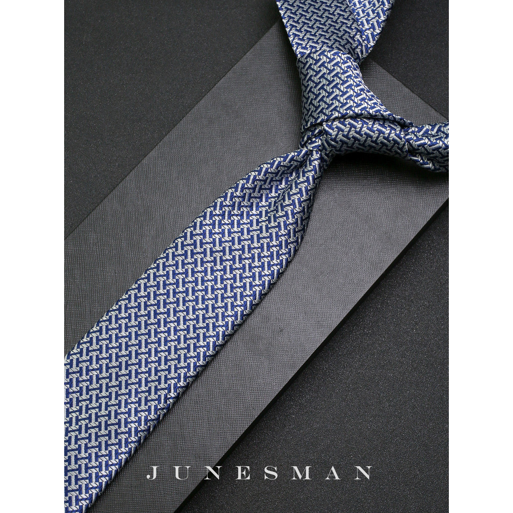 แฮนด์ฟรี!June Man Business Hand-Made สวมใส่อย่างเป็นทางการจําลองผ้าไหม Tie ผ้าพันคอสี่เหลี่ยมผู้ชาย 
