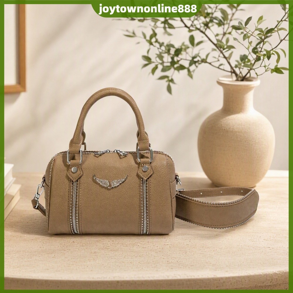 กระเป๋าถือสตรี Mini Lychee PU Boston Rhinestone Wing Metal Rivet [Joytownonline888.th]