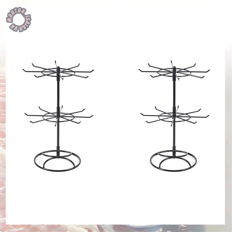 [VNG3]2X หมุนขาตั้งจอแสดงผลเครื่องประดับ 2 ชั้นสร้อยคอสําหรับแขวนต่างหูแหวนสร้อยข้อมือนาฬิกา