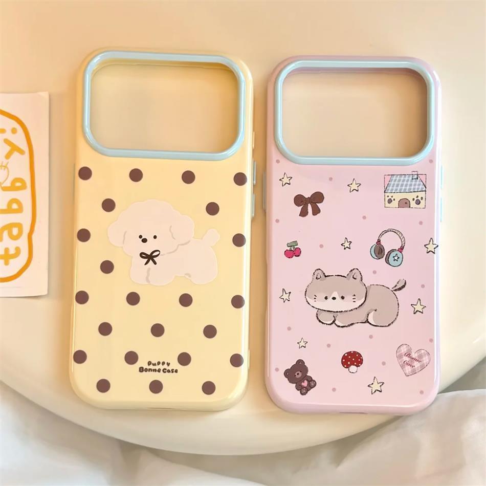 Macaron Jelly Dot Puppy เหมาะสําหรับ iPhone18Pro 16 15 เคสโทรศัพท์ 17 ชุดหูฟังแบบรวมทุกอย่างการ์ตูน