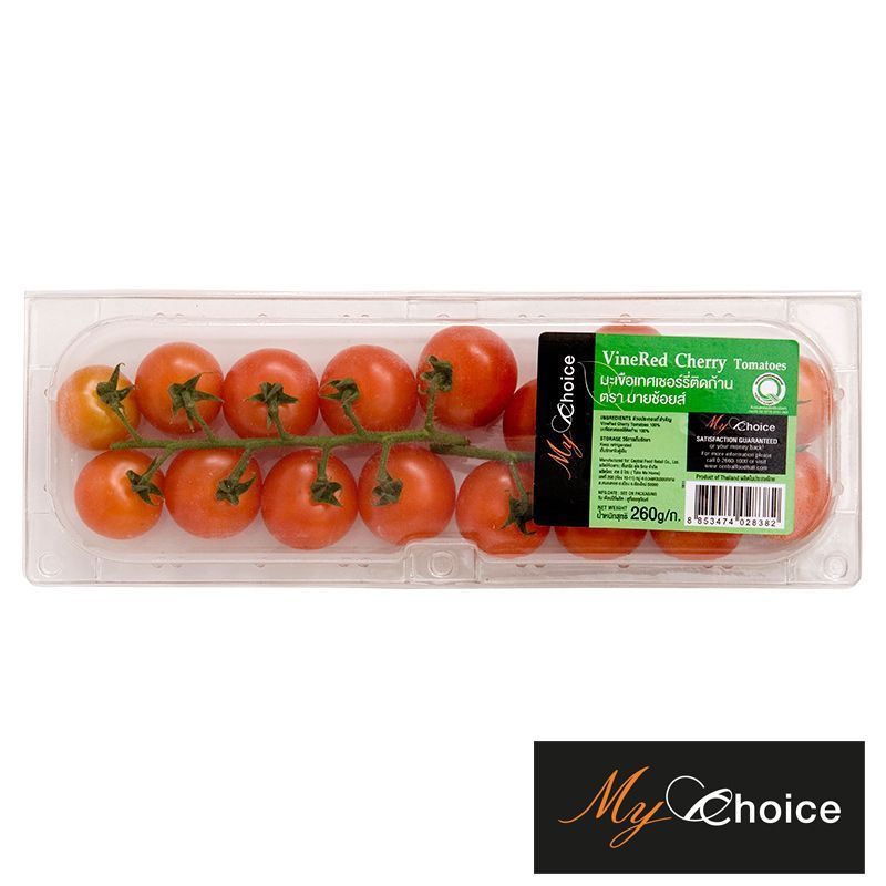 มายช้อยส์มะเขือเทศเชอร์รี่ติดก้าน 200กรัม My Choice Vin Red Cherry Tomatoes 200g.