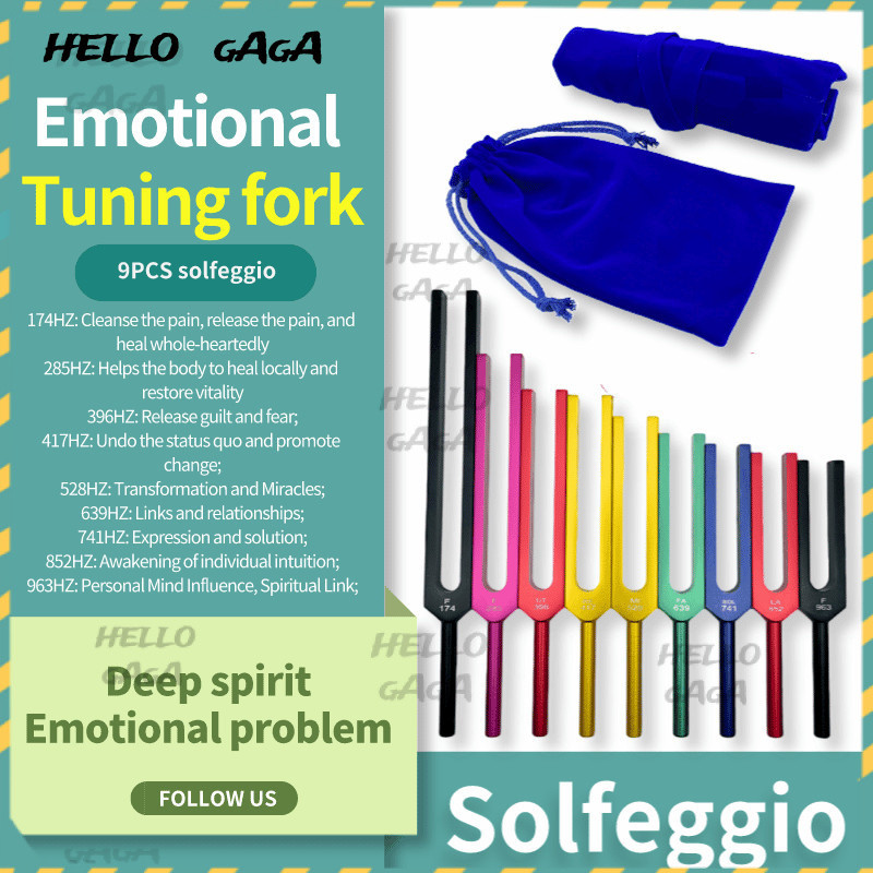 Tuning fork🔔ส้อมจูนเสียง🔔 ส้อมจูนสี 9 ชุดส้อมปรับ solfeggio Emotional Tuning Fork Set 174HZ528HZ963H