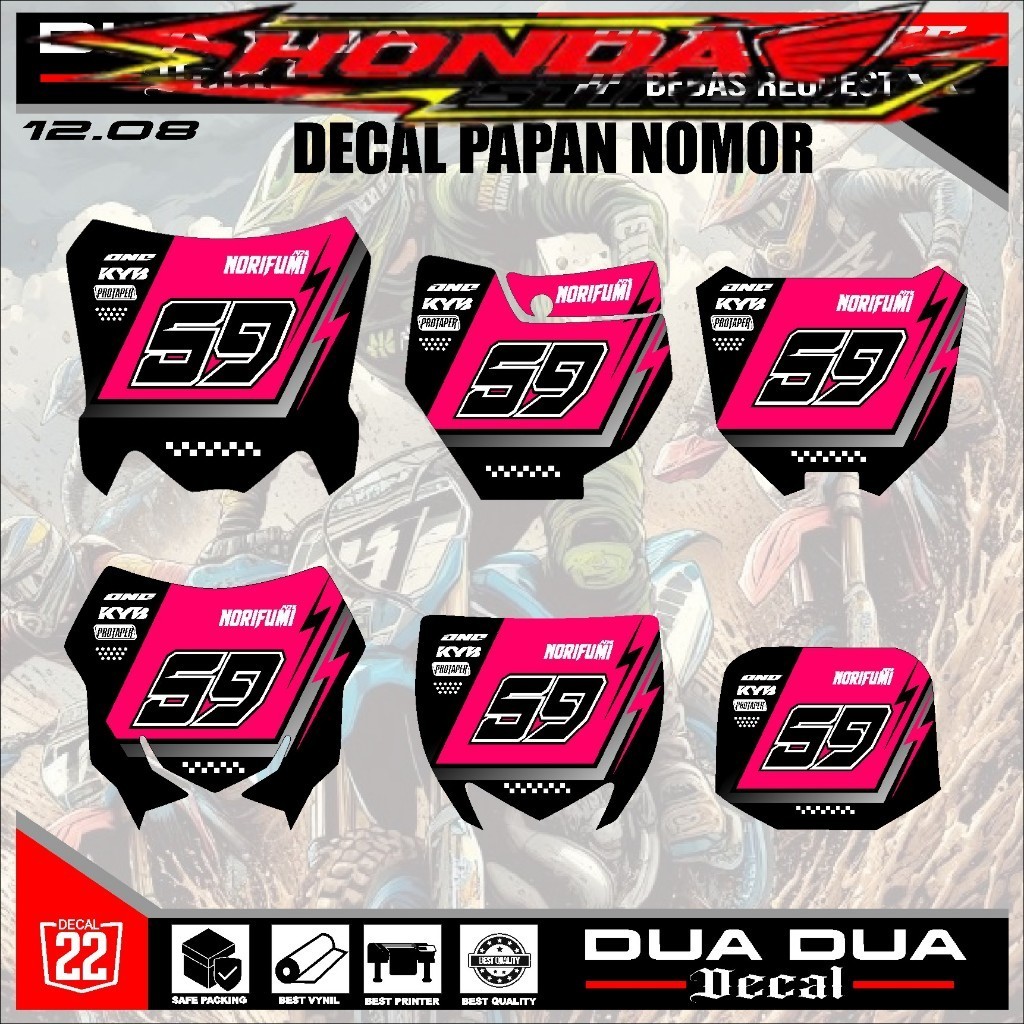 สติ๊กเกอร์แผ่นหมายเลขสติ๊กเกอร์ rbt crf150l,ktm 85,yz เก่า,yz ใหม่, RMZ, crf 250, crf450 หมายเลขขอฟร