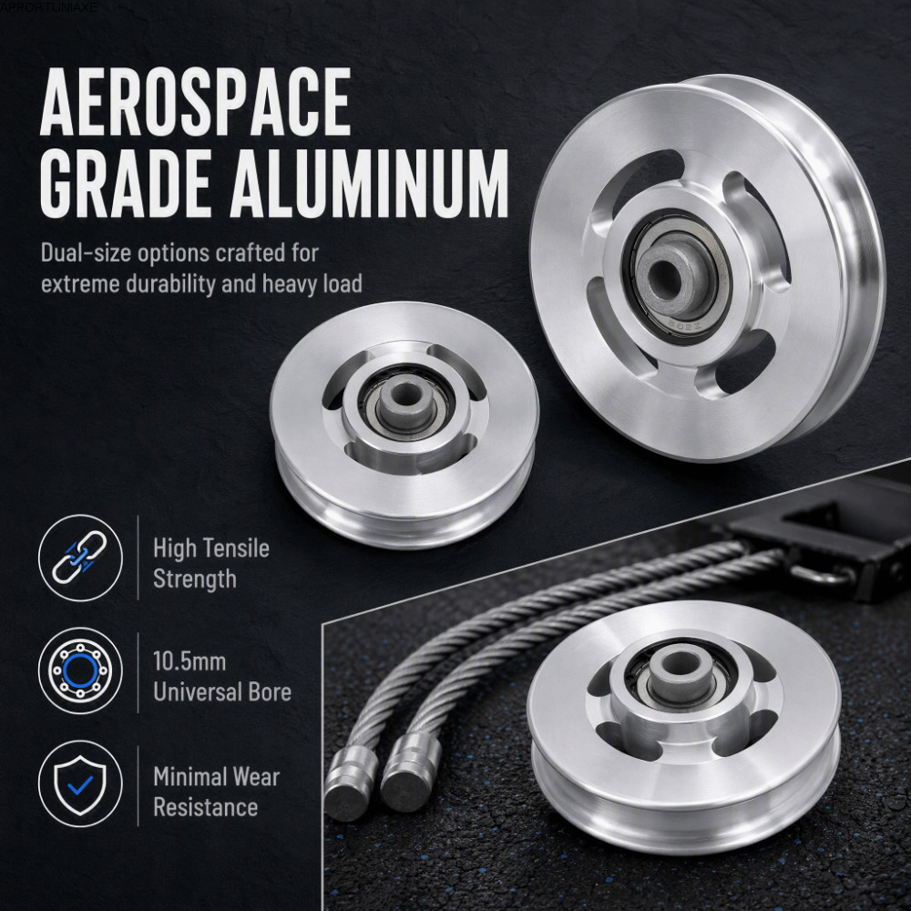 APPORTUNIAPY GYM Pulley Wheel, Silver Universal Fitness Pulley Wheel, Solid Aluminium Alloy Pulley W