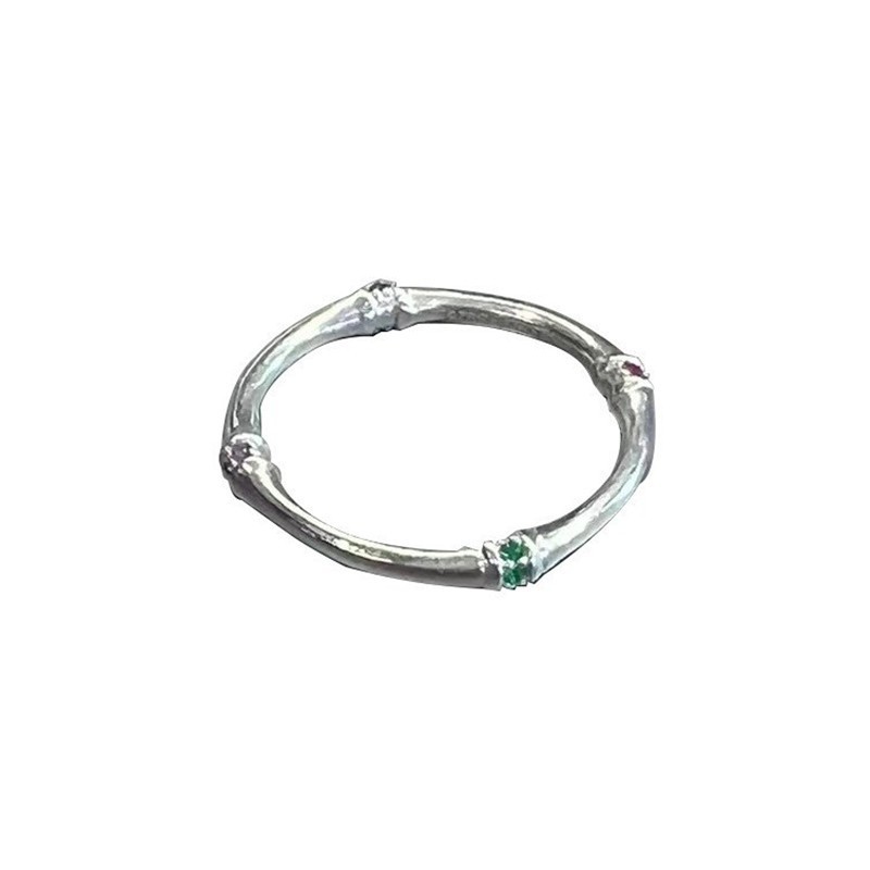 Preferred in-stock items#999Pure silver ring with six mantras, featuring the Yellow Tara and Green T