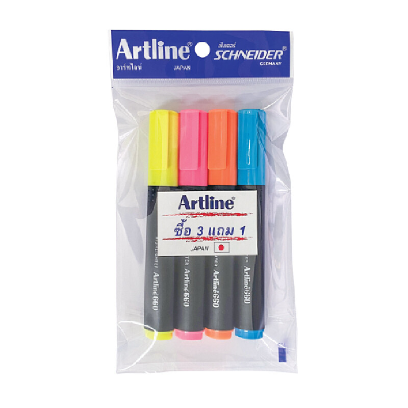 ปากกาเน้นข้อความ อาร์ทไลน์ EK-660 สี คละสี (3แถม1)