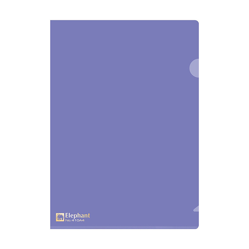 แฟ้มซองพลาสติก ตราช้าง 410 ม่วง A4 (แพ็ค12เล่ม)