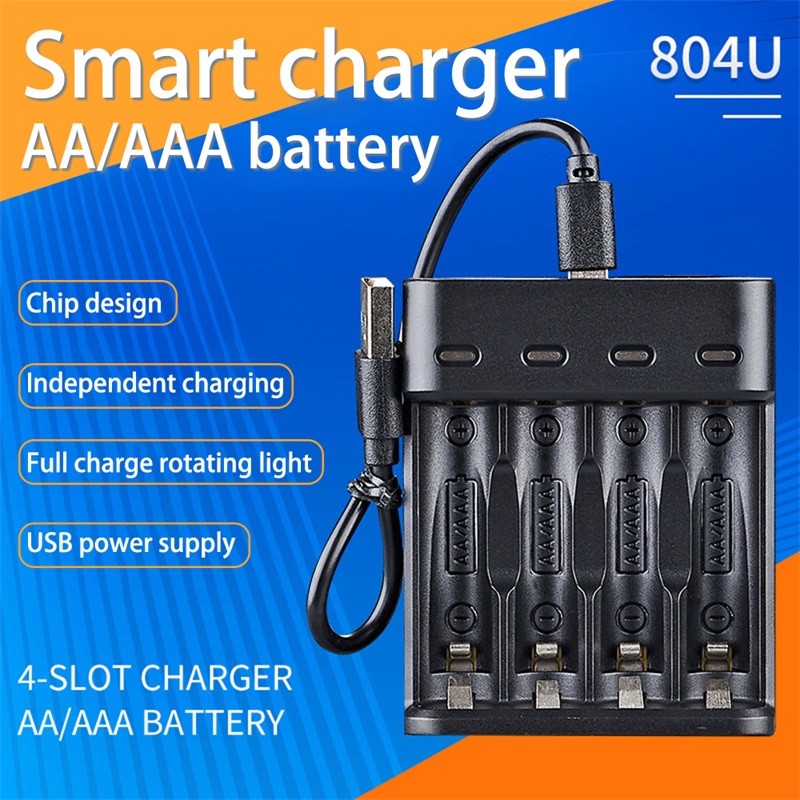 AA/AAA แบตเตอรี่ USB Charger 4 ช่องสําหรับ NI-MH/NI-CD AA AAA 1.2V แบตเตอรี่ตัวบ่งชี้แบตเตอรี่ Charg