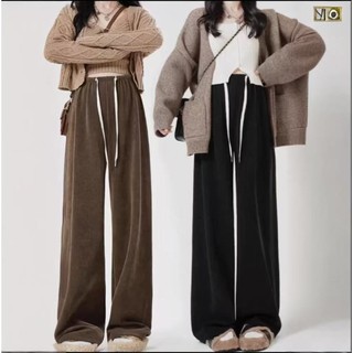 Corduroy Pants Seluar Knitted Woven Straight Cutting Labuh Loose Muslimah Bergaris Wanita 5917