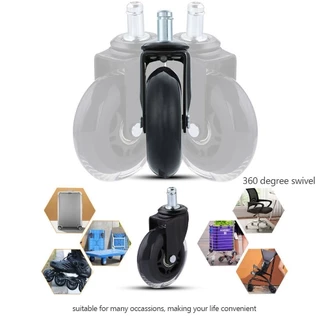 CHORDZY 5PCS เก้าอี้สํานักงานล้อ, Mute หมุน 2.5 นิ้ว/ 3 นิ้วยางล้อ, Universal เฟอร์นิเจอร์ฮาร์ดแวร์ PU ล้อเปลี่ยนหมุนได้เก้าอี้โฮมออฟฟิศ