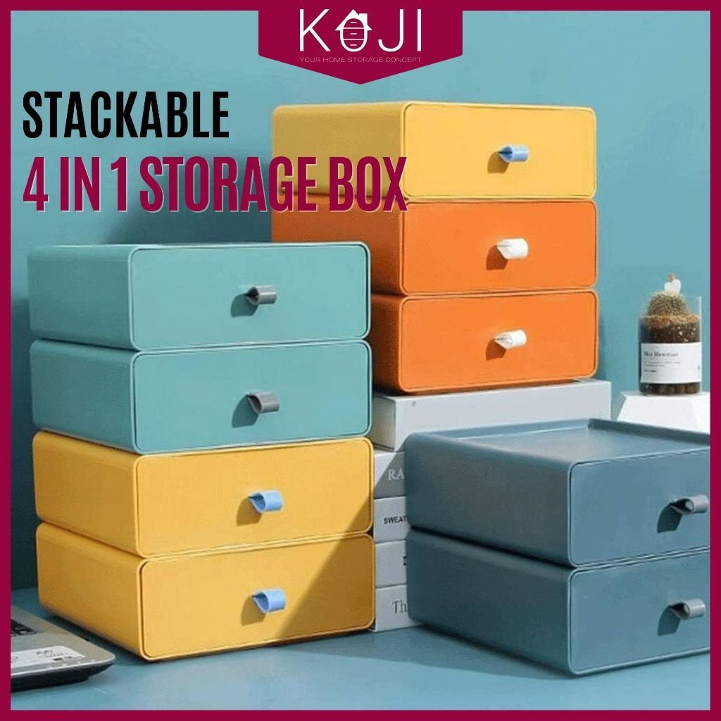 KOJI ลิ้นชักกล่องเก็บวางซ้อนกันได้แต่งหน้าเครื่องสําอางลิ้นชักเครื่องประดับกรณีกล่องเก็บหลายชั้นTH99