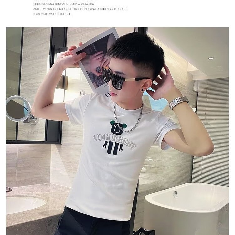 2025 NEW 2025 National Trend Summer New Men's Short Sleeve T-Shirt 2024 Trendy Versatile Fashion Cas