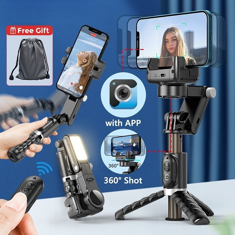 2025 ใหม่ Selfie Stick Stabilizer Q18 Gimbal Desktop Stabilizer ติดตามโหมดขาตั้งกล้อง Selfie สมาร์ทโ