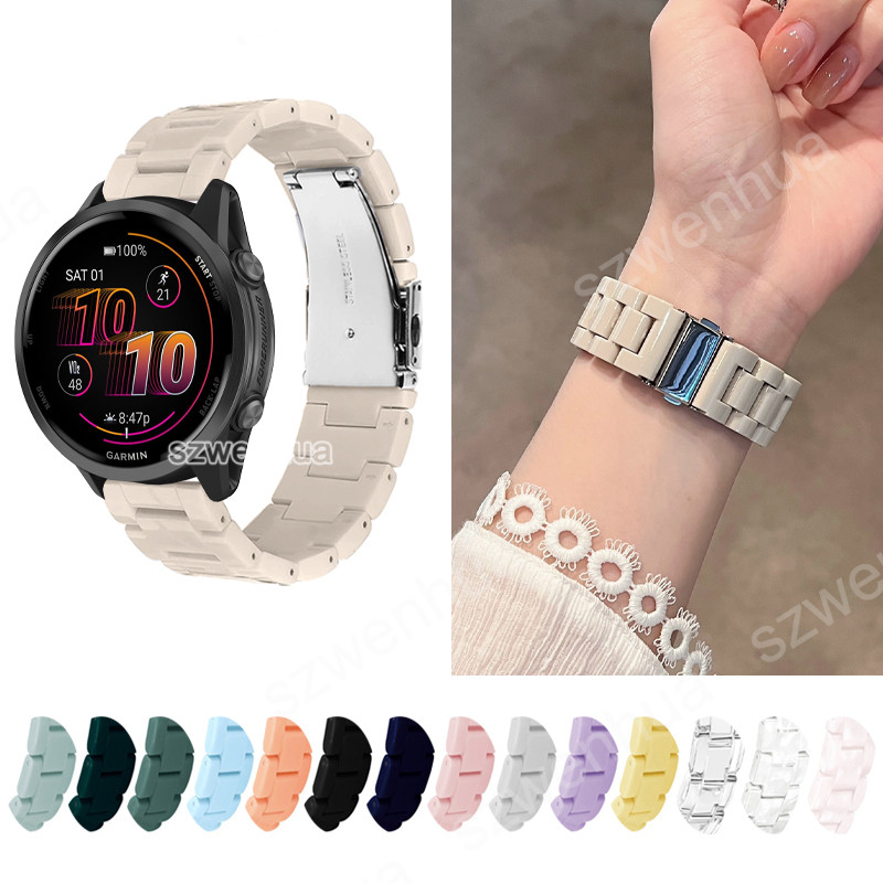 สายเรซินสีลูกกวาดพร้อมหัวเข็มขัดสแตนเลสสำหรับ Garmin Forerunner 570 55 158 165 265 255 Music