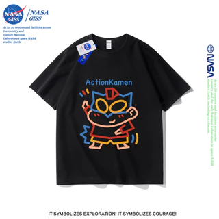 NASA เสื้อยืดชายหญิงแขนสั้น สตรีทฮิปฮอป summer เครยอนชินจัง พิมพ์ลาย คอตตอน คอกลม หลวมและระบายอากาศ