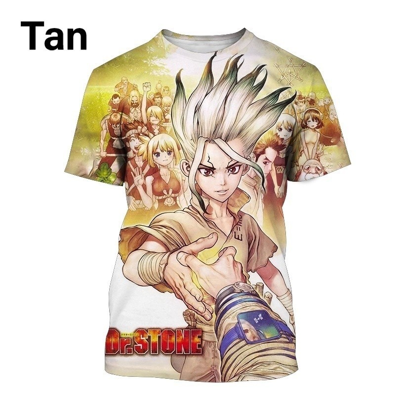 เสื้อยืดแขนสั้นสำหรับหน้าร้อน ออกแบบลายอนิเมะ Doctor Stone สไตล์ครีเอทีฟ