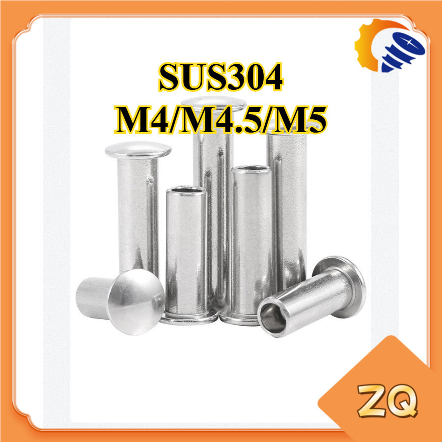 304 สแตนเลสสตีลหัวแบนกึ่งต่ําหมุดย้ํา,หมุดหัวกลมกึ่งต่ํา M4/M4.5/M5ZQ-MB