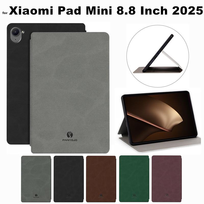 for Xiaomi Pad Mini 8.8 Inch 2025 Case Luxury Skin Feel Tablet Protective Case Flip Stand PU Leather Cover Shockproof Casing