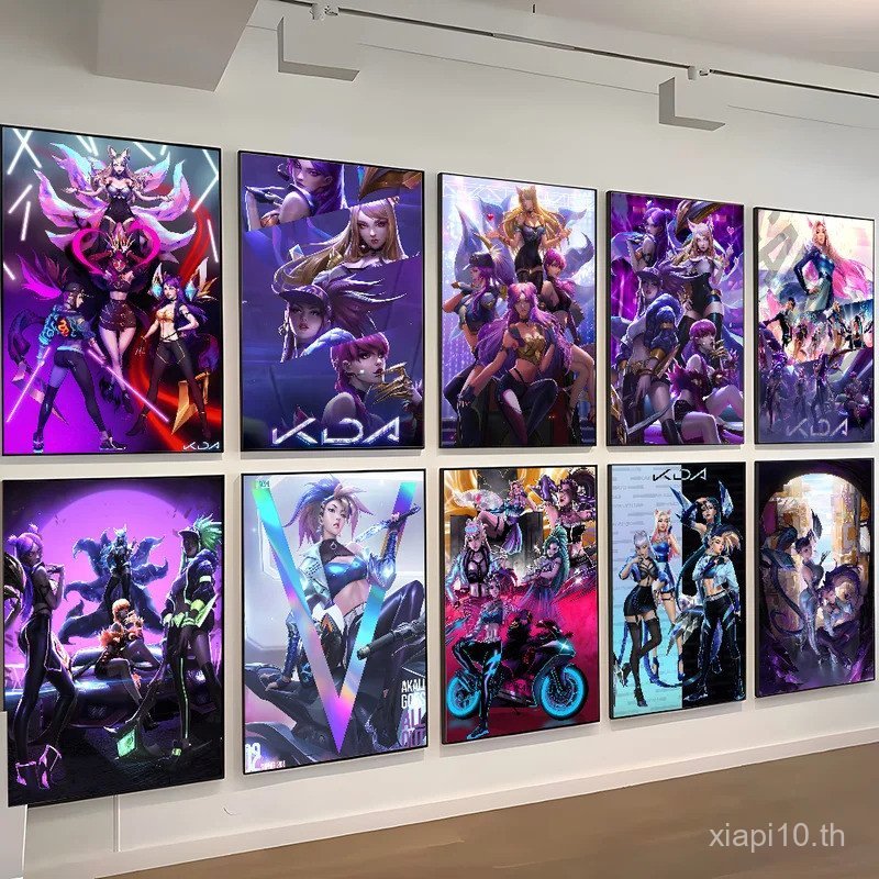 โปสเตอร์ HD KDA Kaisa Ahri Akali ศิลปะพิมพ์สำหรับการตกแต่งห้องนอนหรือผนังบ้าน, ไม่มีกรอบและเป็นของขว
