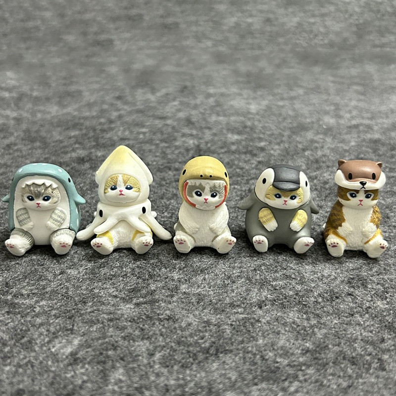 5 ชิ้น/เซ็ต 4.5 ซม.Moffusand การ์ตูนอะนิเมะ Shark Cat Squid Cat Penguin ไดโนเสาร์ Marine Life รุ่น Q