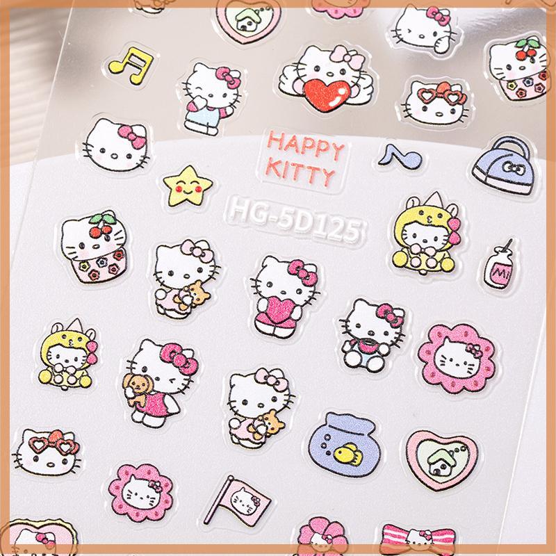 [Further] 2D Pixel Style Mini Sanrios HelloKitty Nails Art Sticker Multi Expressions Cute Nail Decal