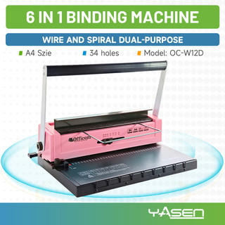 Officom 6n1 Binding Machine OC-W12D - Wire & Spiral Dual Binder for Paper, Booklets Office 3:1 Ring
