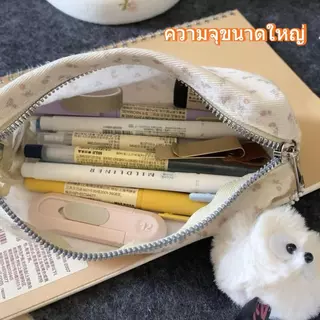 1ชิ้น อิน ครีมดอกไม้ปากกากระเป๋าความจุขนาดใหญ่กรณีดินสอสร้างสรรค์ถุงเก็บนักเรียนกรณีดินสอ กล่องดินสอผ้าใบลายดอกไม้