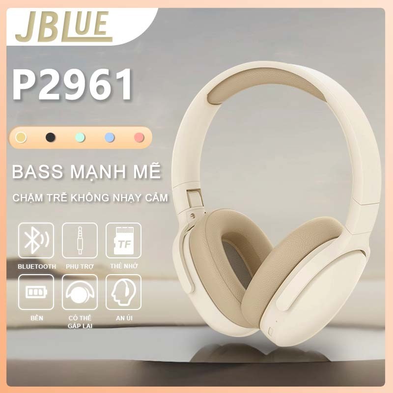 JBLue P2961 หูฟังไร้สายบลูทูธ Latency ต่ําพร้อมไมโครโฟนโทรมาพร้อมสายเสียง