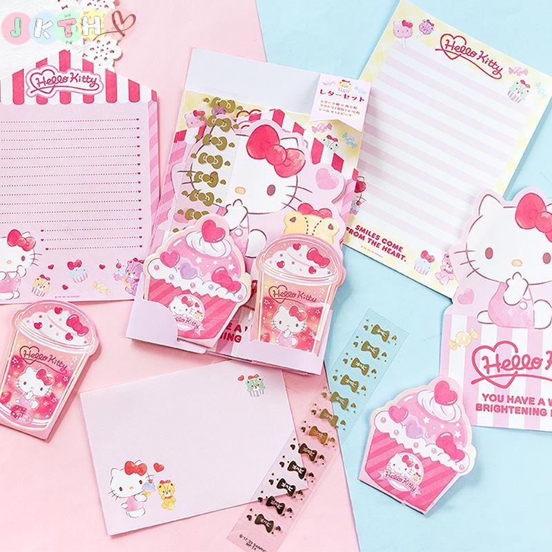 JKTH Kawaii Sanrio Hello Kitty Letter กระดาษซองจดหมายชุด Kuromi My Melody Cinnamoroll คู่ Love Writing Love Letter กระดาษ JKK