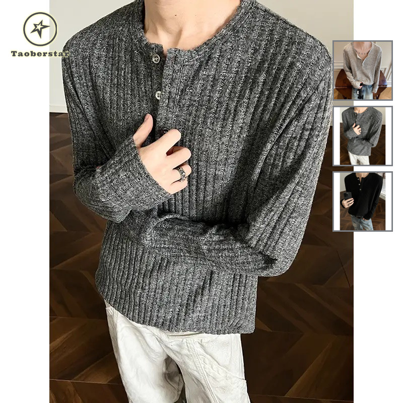 Theaberstar เสื้อซี่โครงนุ่มสบายจากไหมพรมสำหรับผู้ชาย
