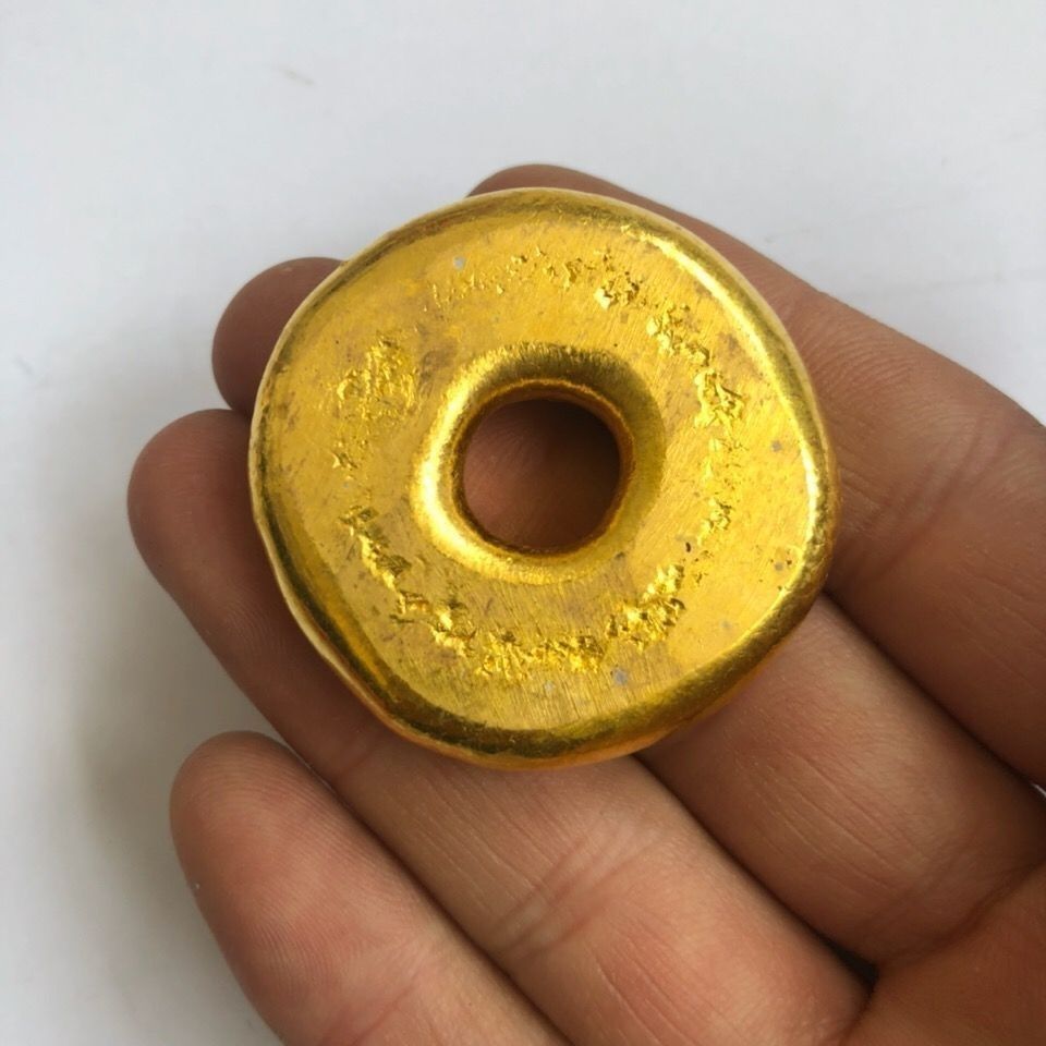 Qing Dynasty Gold Gold Bar Qing Dynasty Fu Lu Shou Xi Gold Bar Gold Ingot ทองเหลือง Gilt Gold Solid 