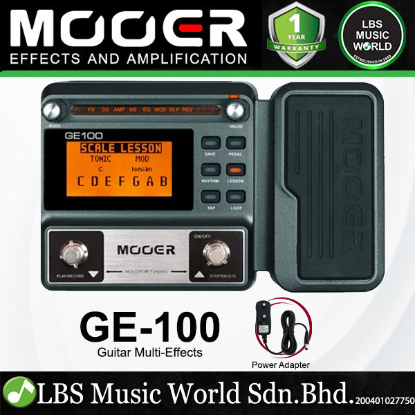 Mooer GE100 Multi Effect โปรเซสเซอร์สําหรับเหยียบกีตาร์ไฟฟ้าและเบส (GE-100)