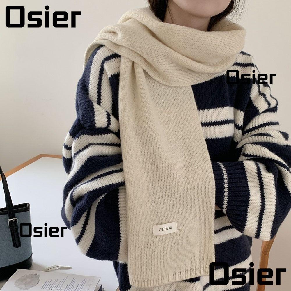 ผ้าพันคอถัก OSIER สไตล์ปลอมขนสัตว์ โทนสีเข้ม ให้ความอบอุ่น
