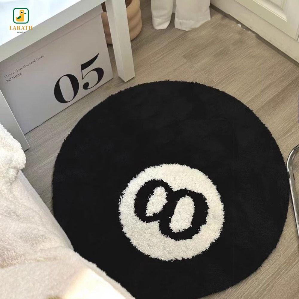 SAIN 8 Ball Rug, Plush Anti-slip 8 Ball พรม, Creative สีดํารอบนุ่ม 8 Ball Mat Hoom Decor