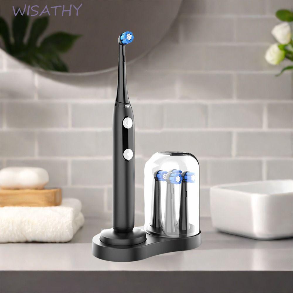 ELMER1 2 ชุดหัวแปรงวงเล็บเก็บ,พลาสติกประหยัดพื้นที่แปรงสีฟันไฟฟ้า,สากลพร้อมถ้วยฝุ่น 2 ใน 1 ผู้ถือแปร