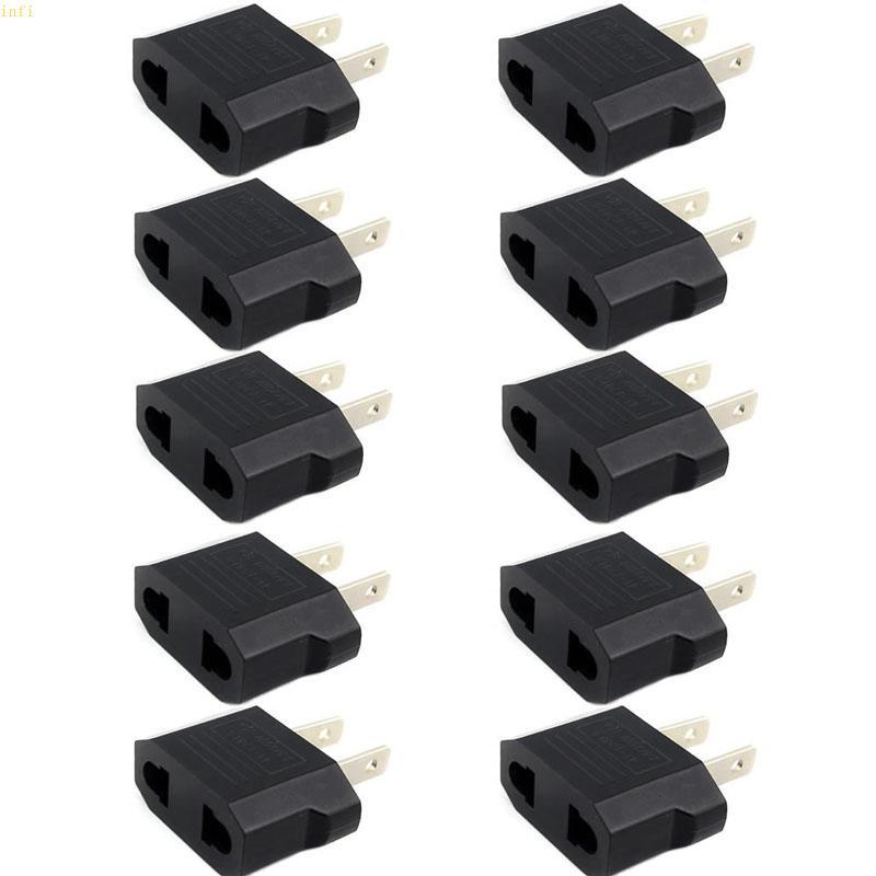 Infi 10 ชิ้น US EU ถึง US Euro Euro Euro Euro Euro Euro Euro Plug Converter Travel Adapter ซ็อกเก็ตไ