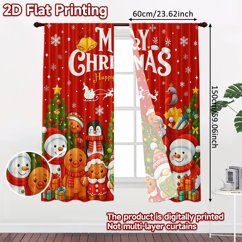 แนะนำ ผ้าม่าน ผ้าม่านพิมพ์ลาย Festive Cheer ขนาด 2 ชิ้น สำหรับตกแต่งบ้าน เหมาะสมกับห้องนอนและพื้นที่มีชีวิตต่าง ๆ ราคาพิเศษ มีเก็บเงินปลายทาง