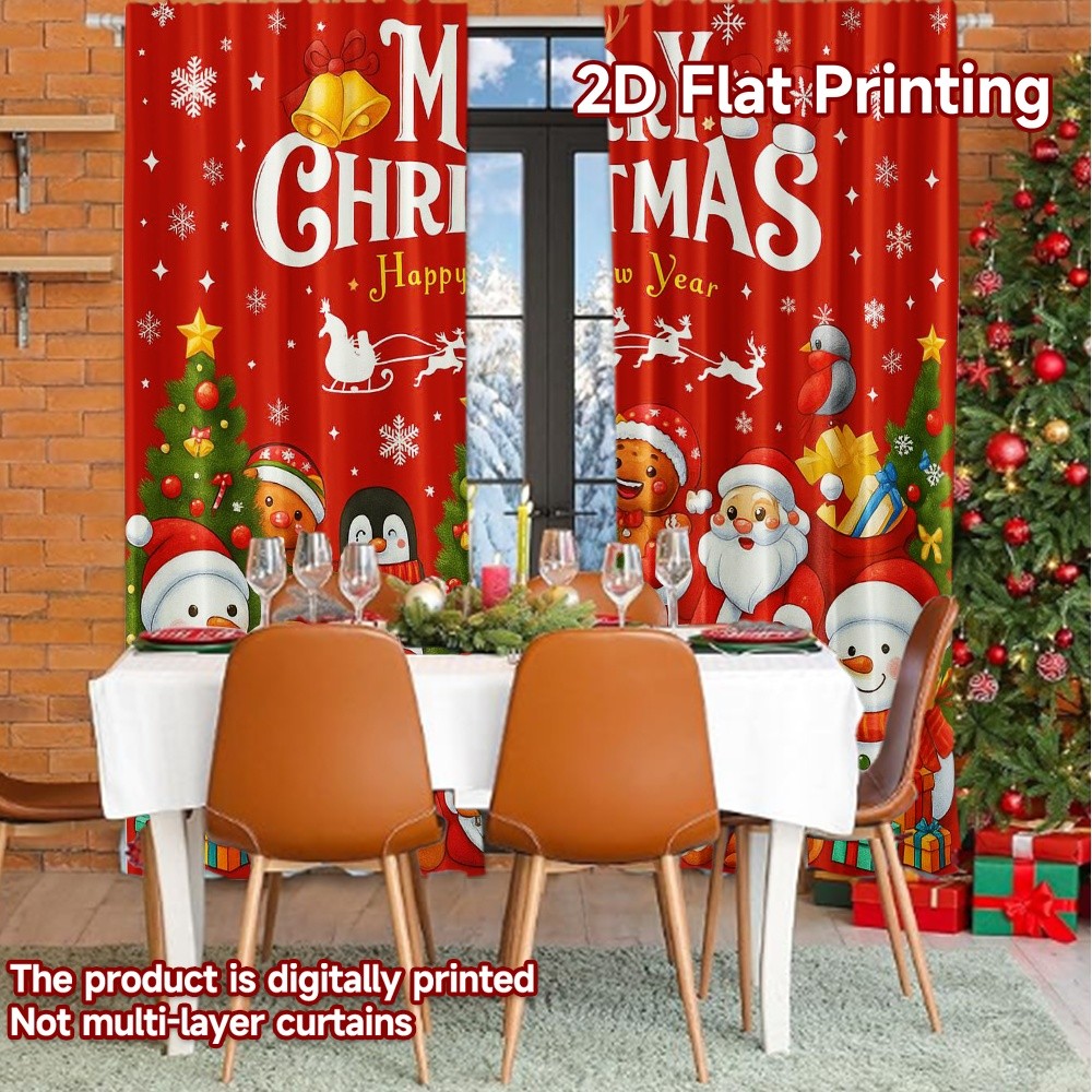แนะนำ ผ้าม่าน ผ้าม่านพิมพ์ลาย Festive Cheer ขนาด 2 ชิ้น สำหรับตกแต่งบ้าน เหมาะสมกับห้องนอนและพื้นที่มีชีวิตต่าง ๆ ราคาพิเศษ มีเก็บเงินปลายทาง