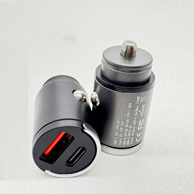 Mini Pull Ring qc30 Fast Charge 9v2a Car Charger type-c โลหะ Car Charger pd15 TBJS
