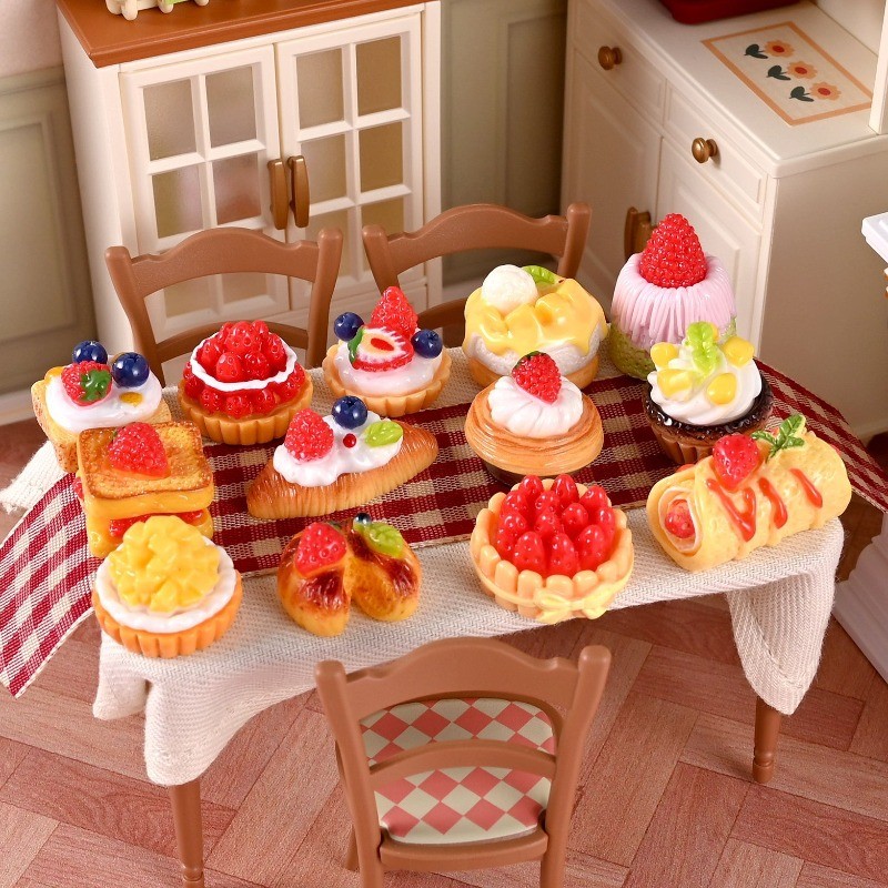 เรซิ่นขนาดเล็กอาหารของเล่นขนมเค้กขนมปังบิสกิตอาหารเล่นครีมกาวทําเองตุ๊กตาตกแต่ง