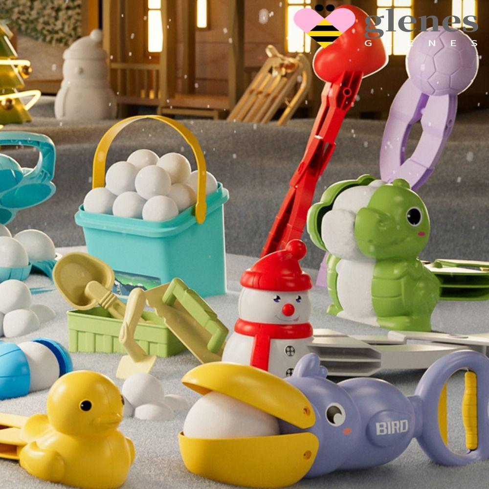 GLENES Duck Snowball Clip, Heart Early Education Dinosaur Snowball Maker Mold, Winter Fight Double B