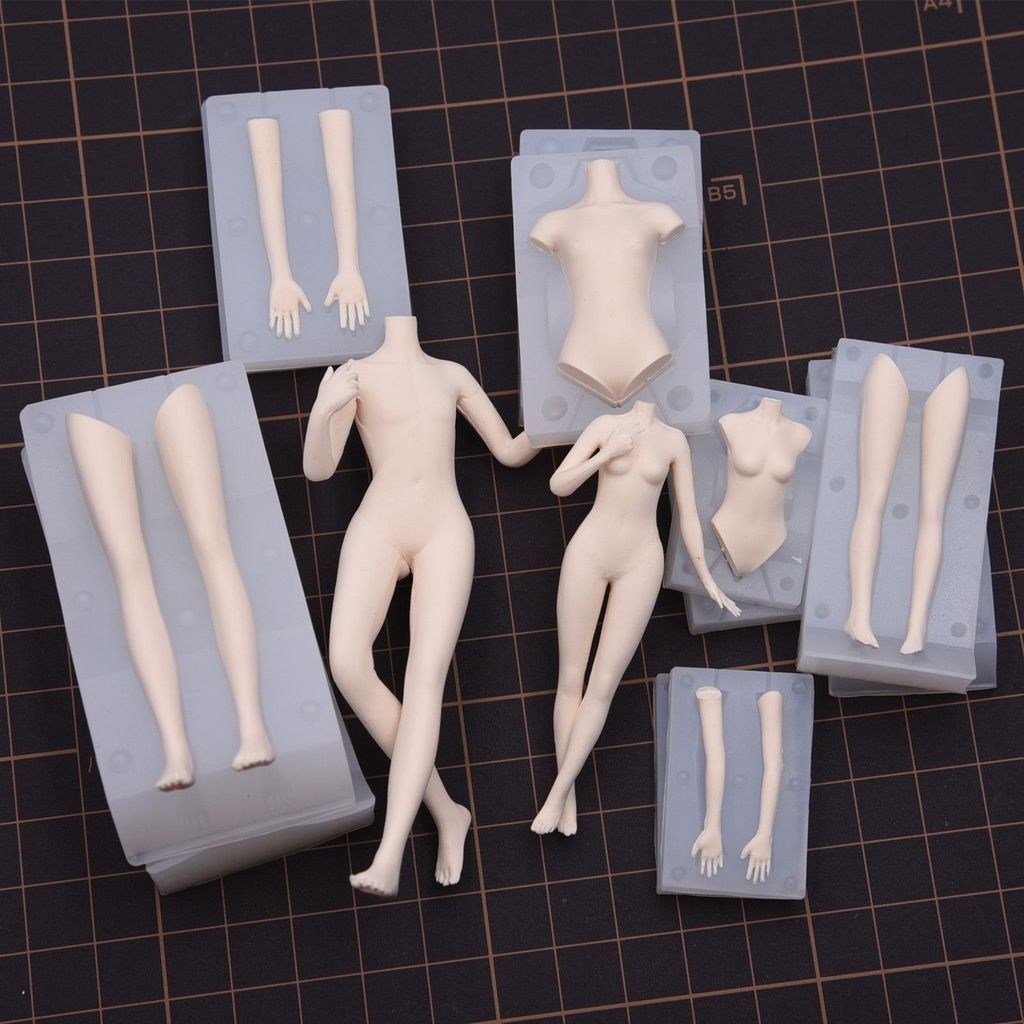 รุ่น Q Nendoroid ตุ๊กตา Body Mold ผู้ชายผู้หญิงทั้งร่างกายแม่พิมพ์ซิลิโคน DIY รูป Soft Clay Body Mold