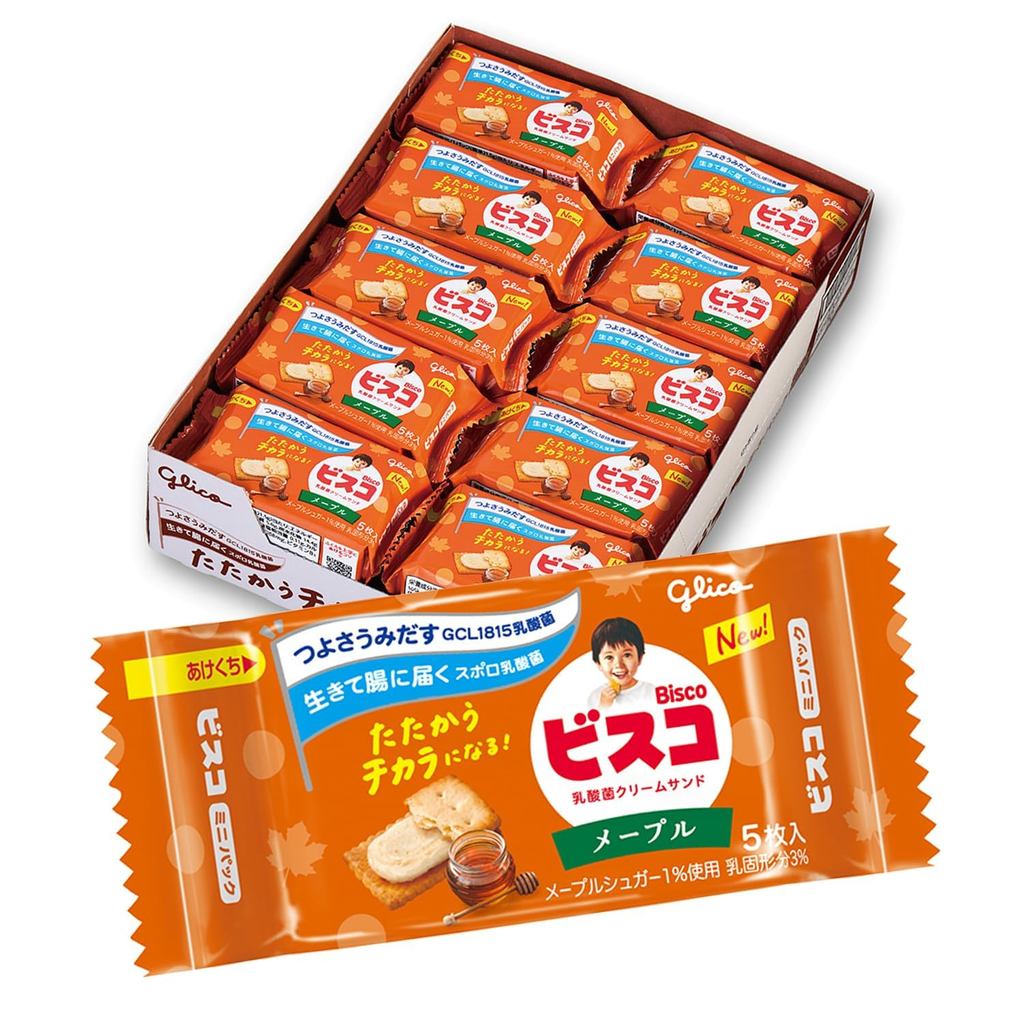 Bisco Mini Pack Maple Bisco Glico Lactic Acid Bacteria Cream Sandwich Biscuit 5 pieces x 20 packs Ez