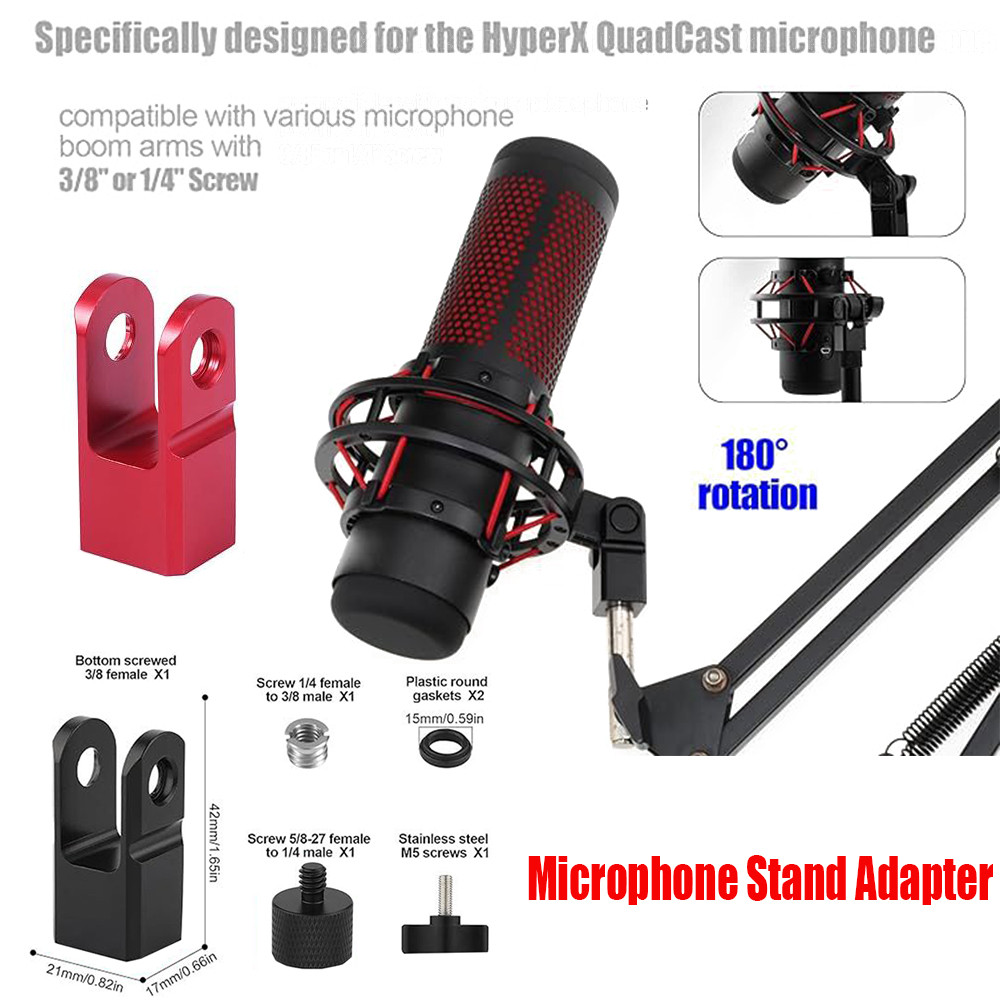 ไมโครโฟนบูมแขนอะแดปเตอร์สกรู3/8อินเทอร์เฟซสําหรับไมโครโฟน HyperX QuadCast,รวม1/4 ชายกับ 5/8" ชุดสกรู